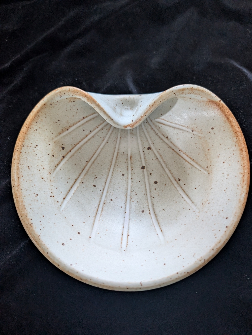 Handcrafted Ceramic Shell Dish - White Speckled